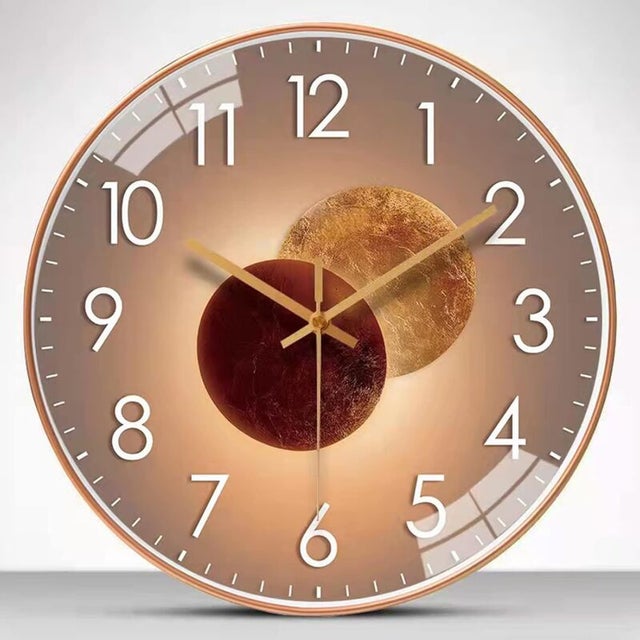 30cm Horloge Murale Design Moderne Silencieuse, Horloge Murale Mute Silencieuse Pendule Murale, Horloge Murale Digitale - Or Rose