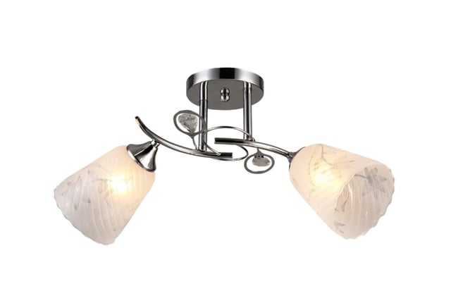 Lampa sufitowa wisząca Kiri chromowana biała 2xE27x60W wym: 24 x 34 x 34 cm metal Lampex