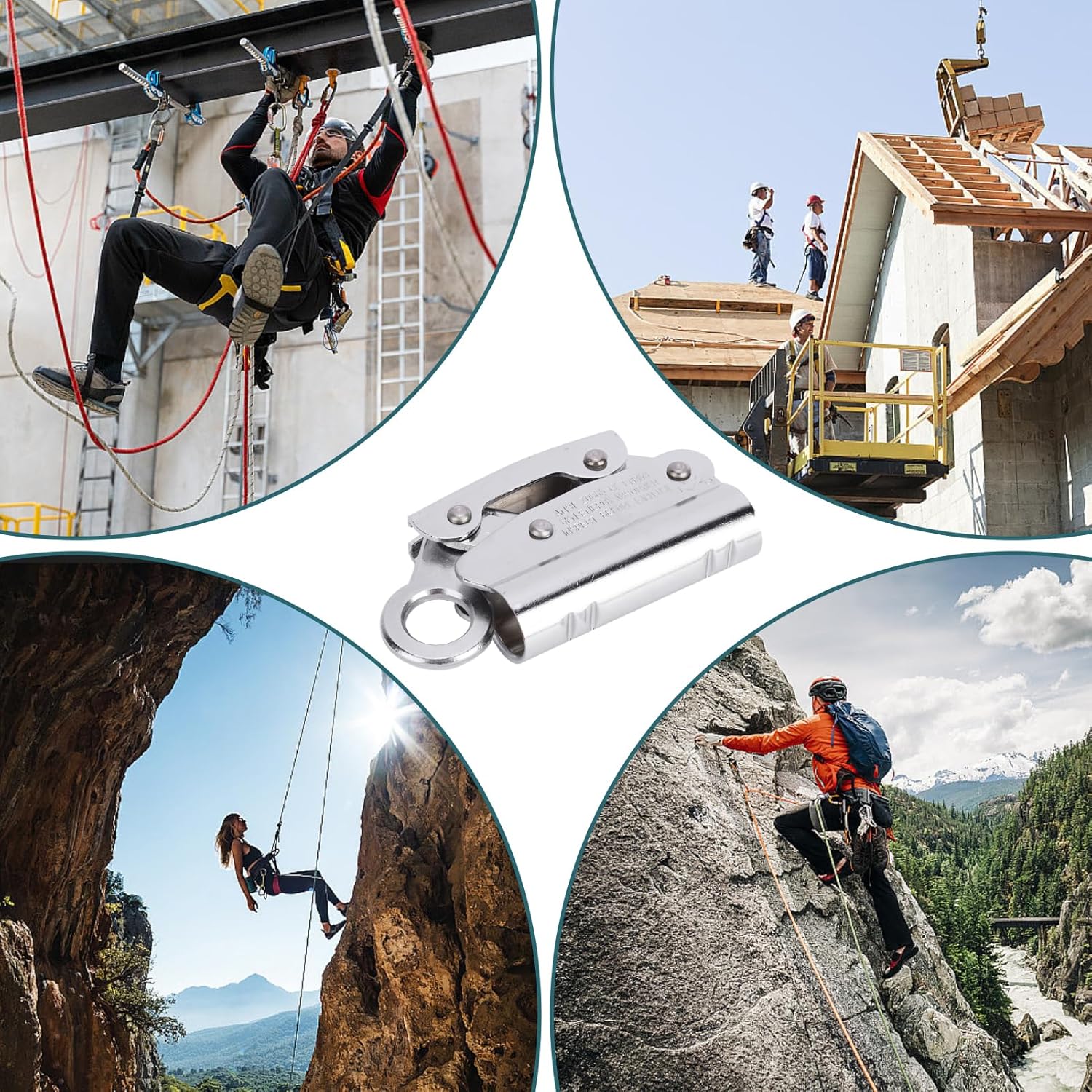 Dispositif d'arrêt de descente auto-freinant, outil de prévention des chutes d'escalade autobloquant 6KN, coulisseau de corde fermé de 16 mm - 9