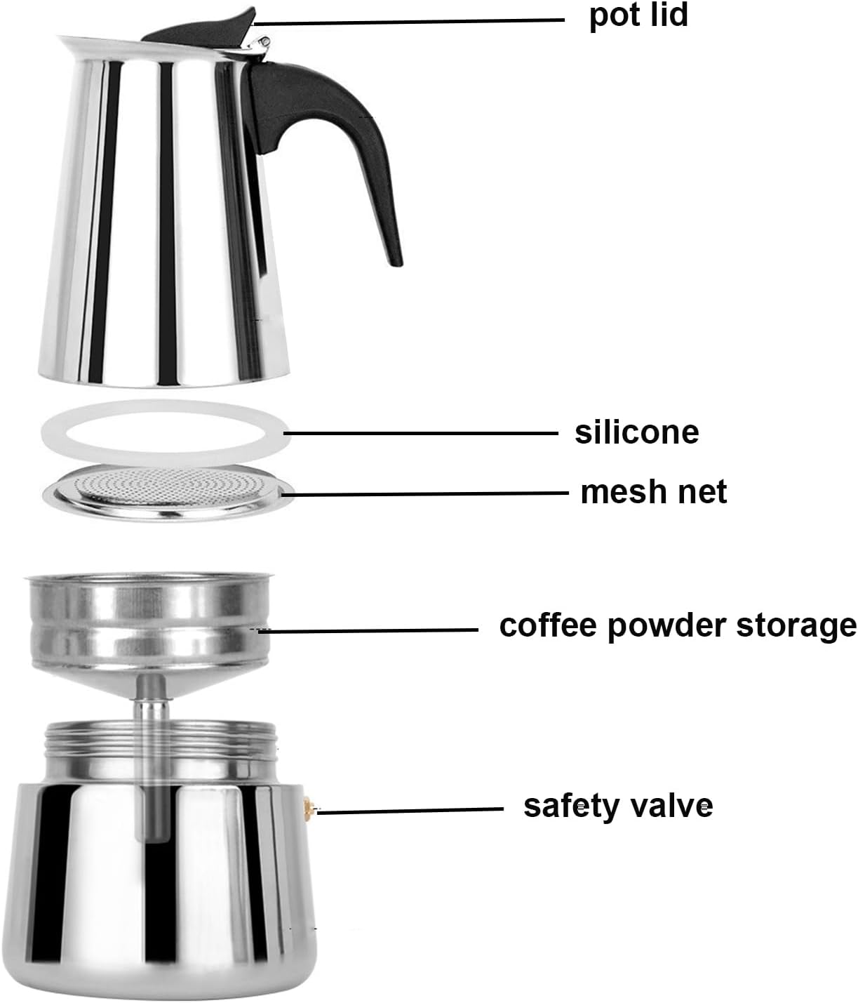 Cafetière italienne inox induction - 4 à 6 tasses - 300 ml - tous feux