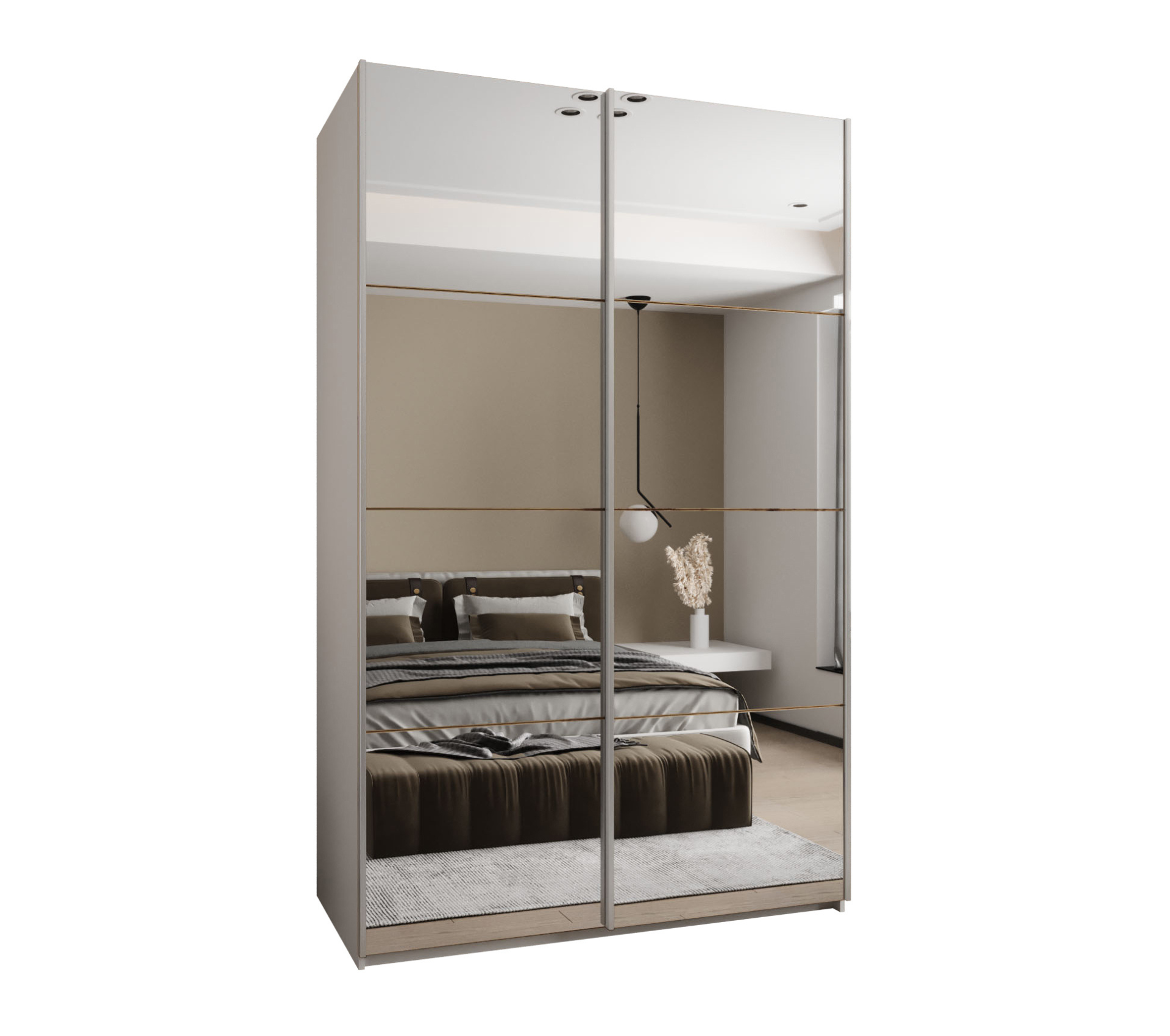 Szafa przesuwna wysoka Lux 2 150 x 64 x 245,5 cm biały + artisan + u. srebrny - Abiks Meble
