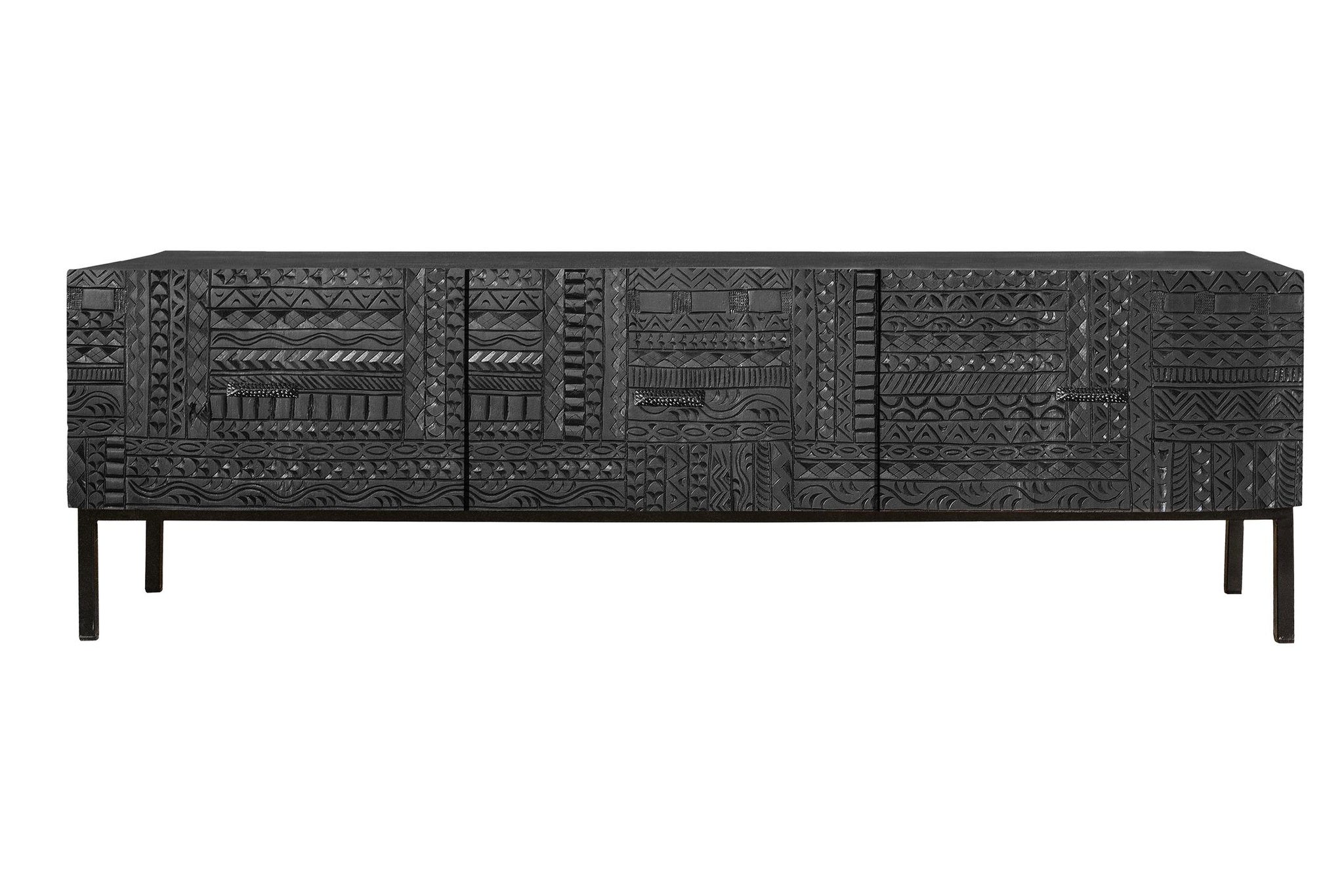 Stojak pod telewizor z drewna mango 180 cm w stylu etnicznym - 56x180x40 GYC
