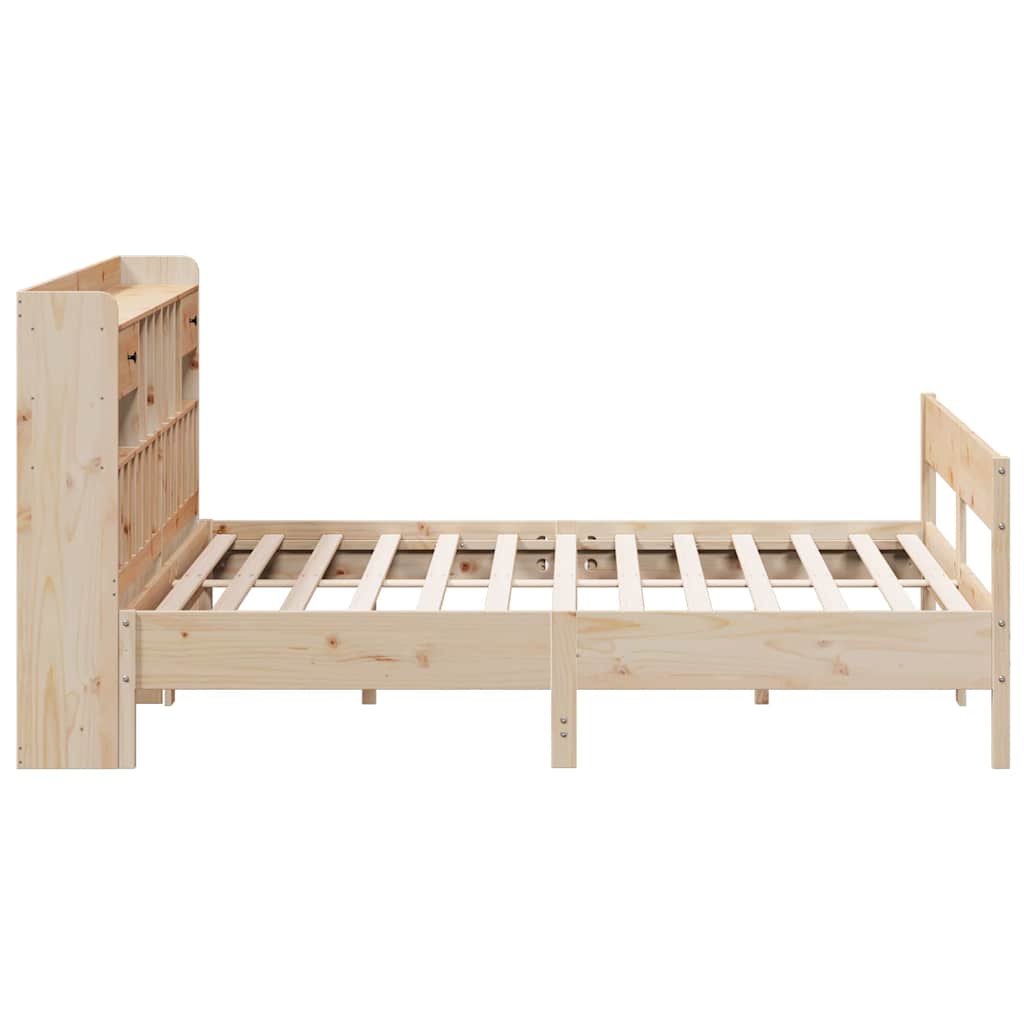 Lit bibliothèque sans matelas 180 x 200 cm en bois de pin massif - 5