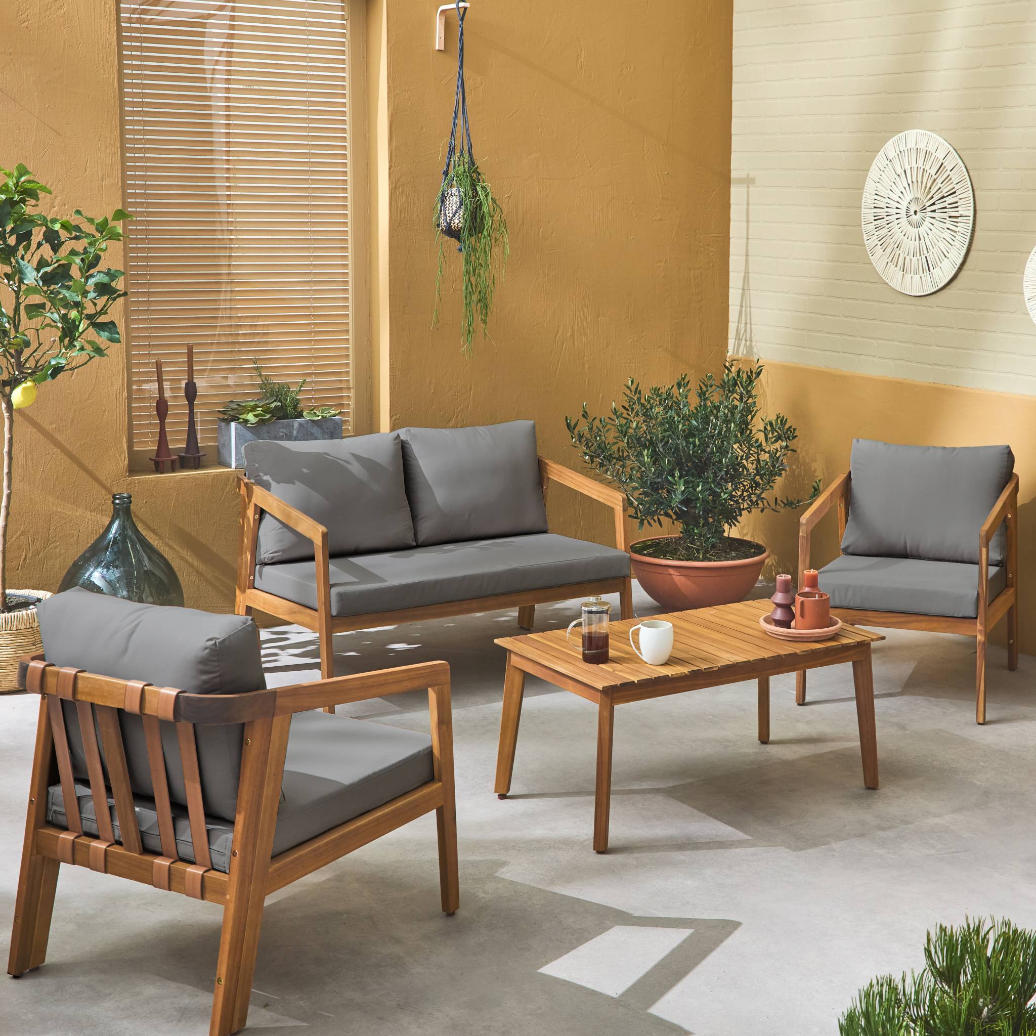 Salon de jardin en Bois Gris 4 personnes - 3