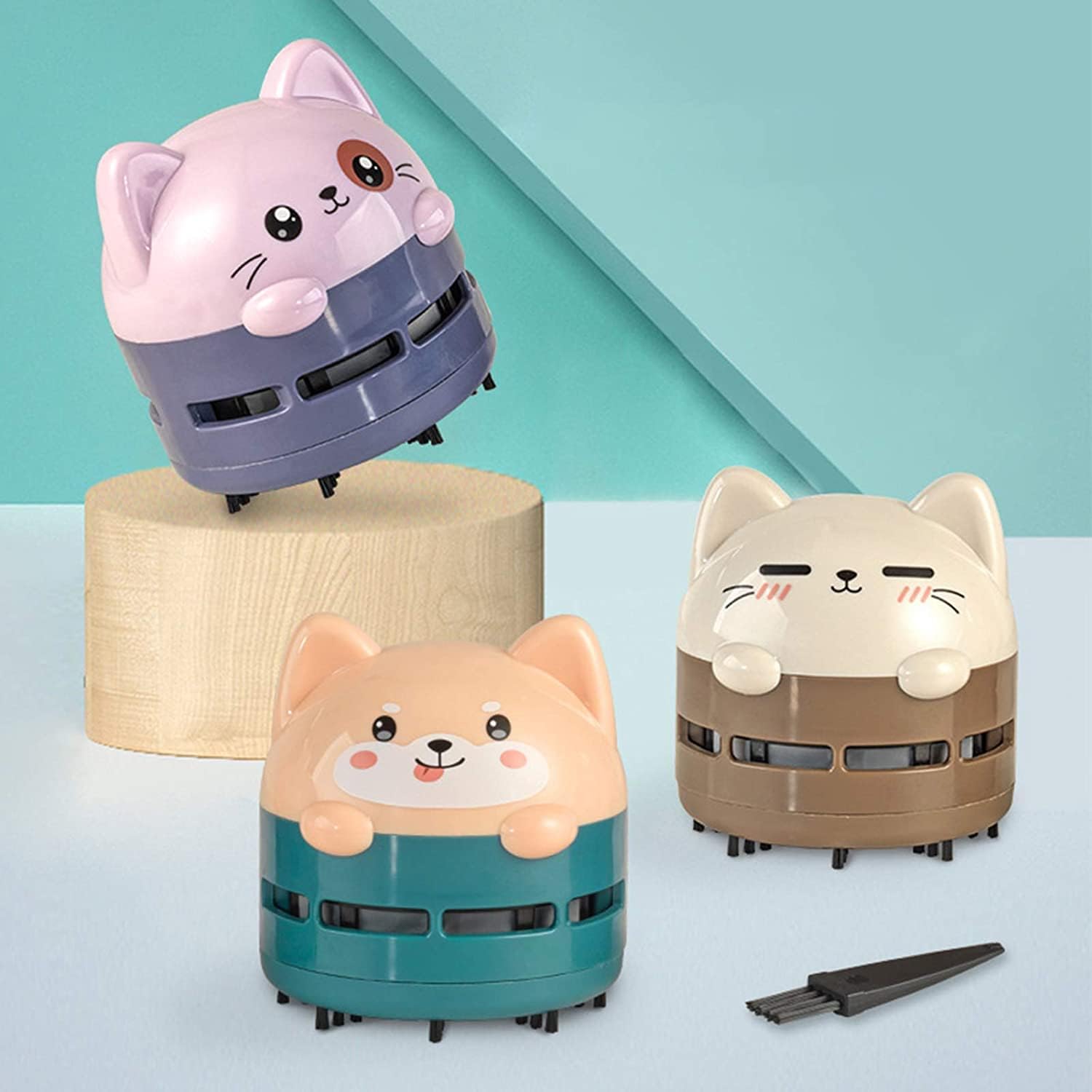 Simpatico Aspirapolvere da Tavolo, Mini Spazzacamino Wireless da Tavolo Comodo USB Ricaricabile e Design Girevole a 360º per Tastiera/Casa/Scuola/Ufficio,Rosa