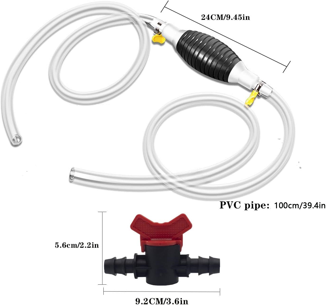 Pompe à siphon, pompe à siphon à essence avec tuyau de 1 m, Pompe de transfert de carburant manuelle ，Pompe à main avec valve de débit - 5