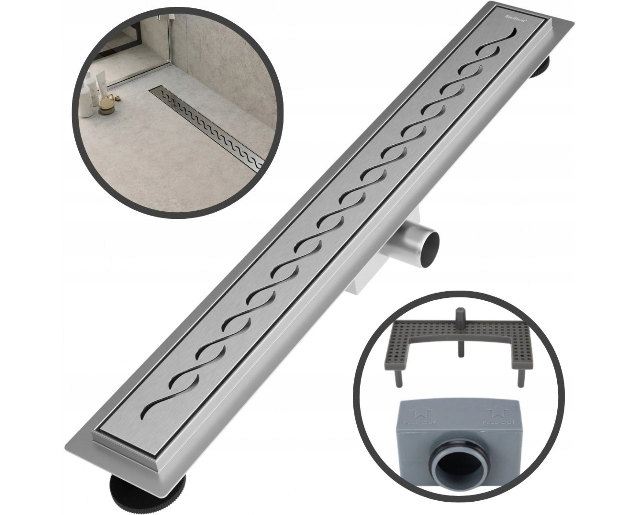 Odpływ liniowy 50 cm perforowany stal nierdzewna podłogowy prysznic – MERFLOW