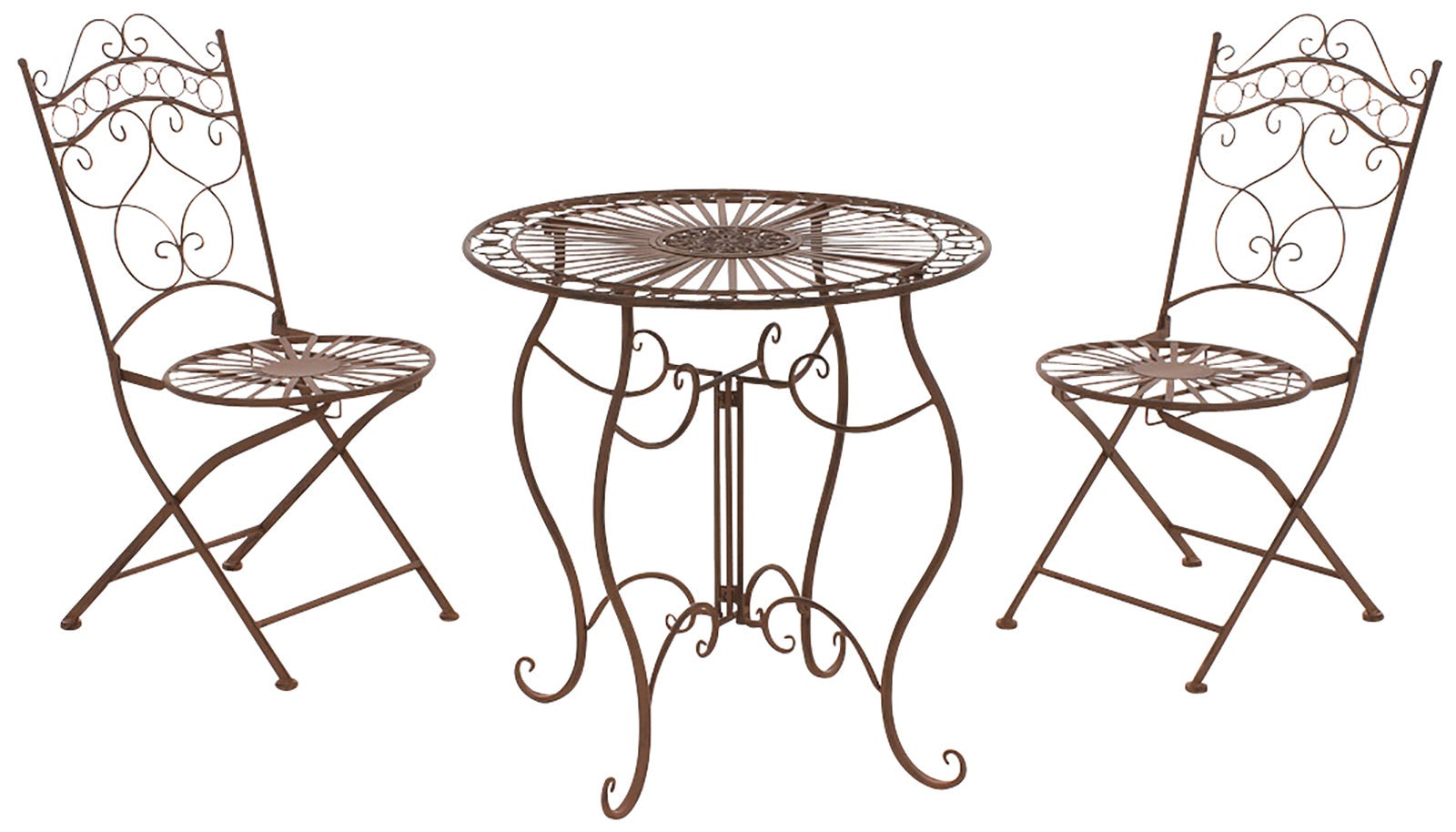 SPRINGOS Ensemble Meubles Jardin 2 Chaises + Table Ronde - Salon Extérieur Compact Noir