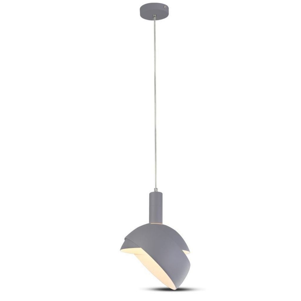Żyrandol LED z kloszem aluminiowym i uchwytem na żarówkę E14 (maks. 60W) w kolorze szarym