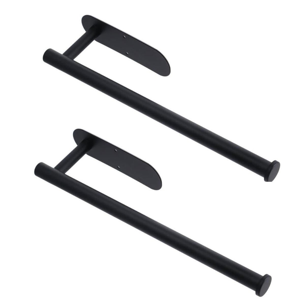 Opakowanie 2 szt. uchwytów na chusteczki ze stali nierdzewnej, 33,5 cm, montowanych na ścianie, z samoprzylepną taśmą (czarną).