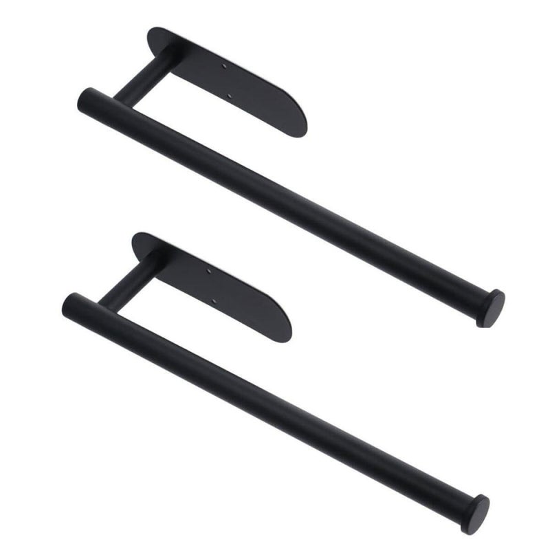 Opakowanie 2 szt. uchwytów na chusteczki ze stali nierdzewnej, 33,5 cm, montowanych na ścianie, z samoprzylepną taśmą (czarną).