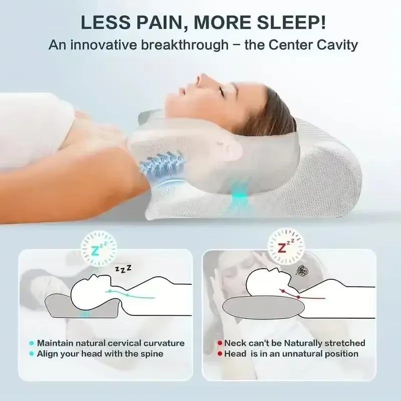 Almohadas de espuma con alta memoria para aliviar el dolor de cuello, almohada de soporte para vértebras cervicales, almohada para dormir - 4