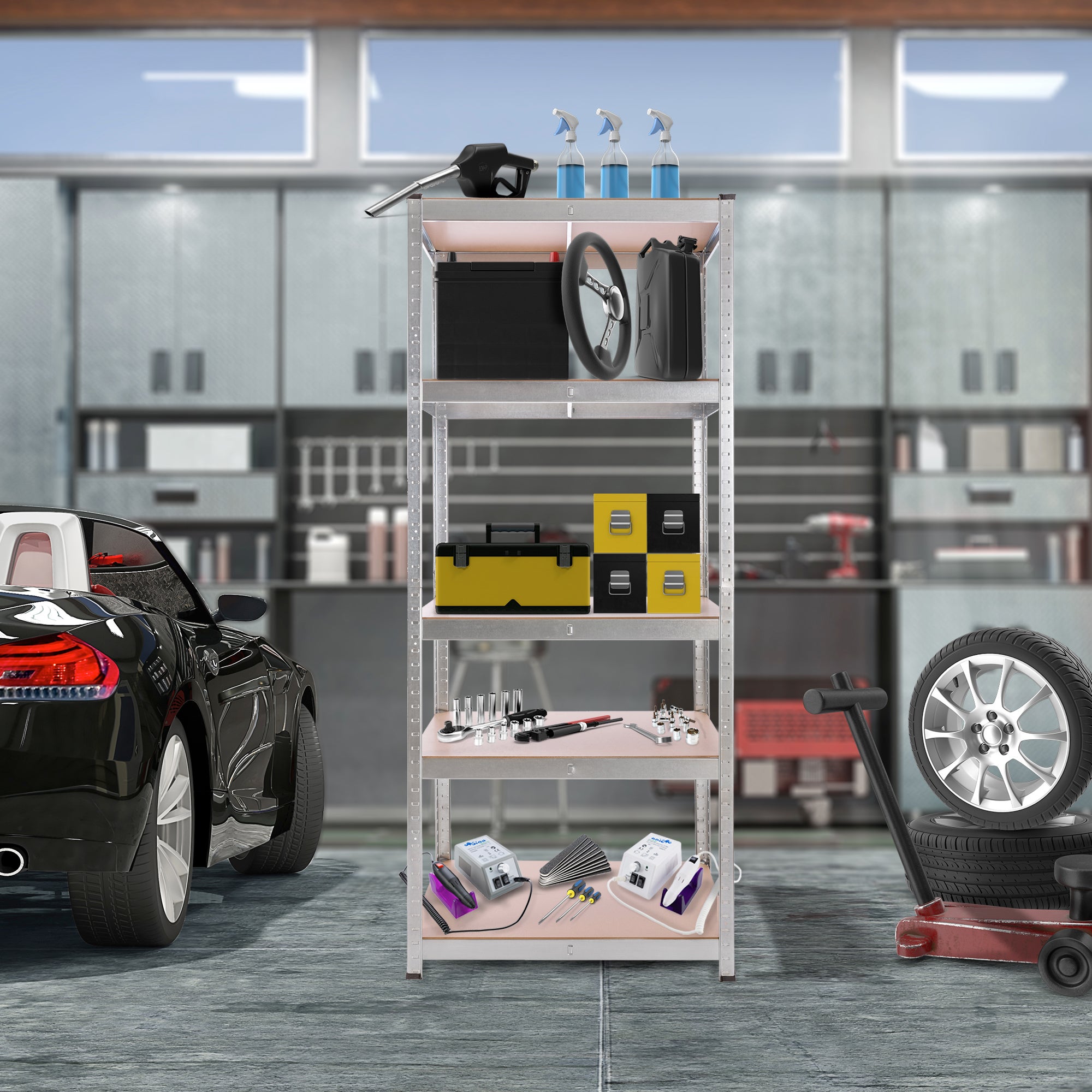 AREBOS Etagère Charge Lourde | 875 kg Capacité Totale | 180 x 75 x 45 cm | Métal galvanisé et Panneau de Fibre de Bois MDF - 8