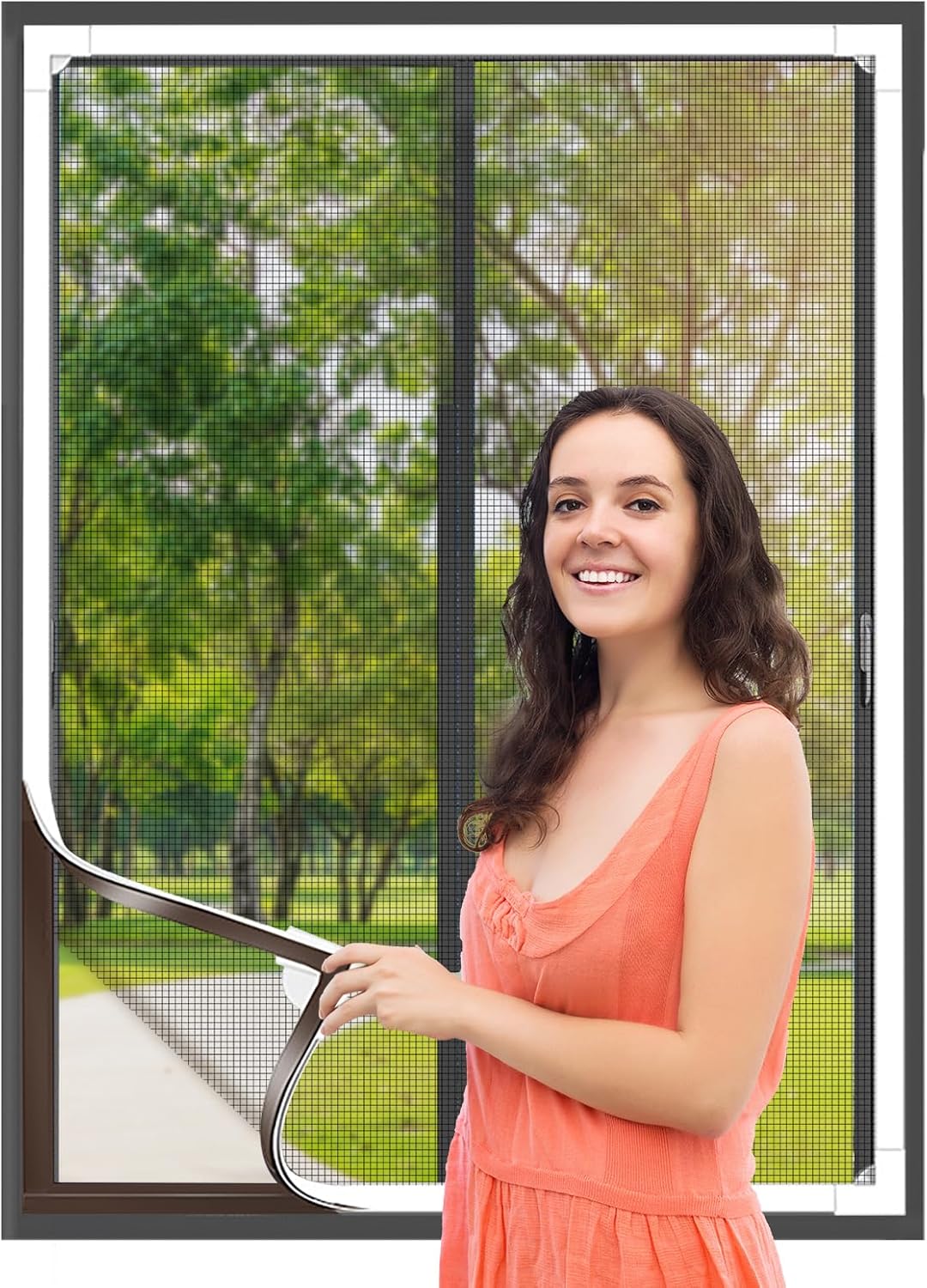 Magnetyczna siatka na okno - 150x180cm, automatyczne zamykanie, regulowana, ochrona przed owadami do okien