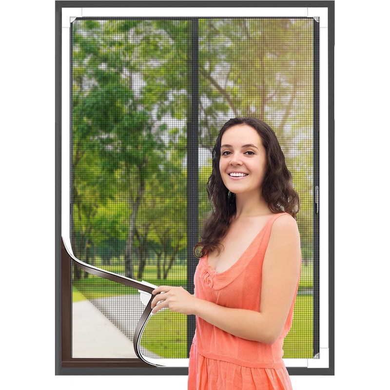 Magnetyczna siatka na okno - 150x180cm, automatyczne zamykanie, regulowana, ochrona przed owadami do okien
