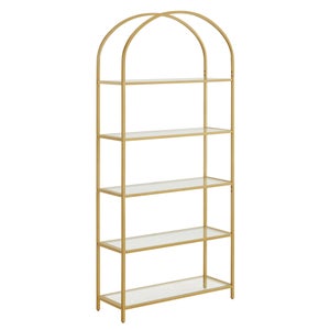 VASAGLE Libreria A 4 Ripiani Con Struttura In Acciaio E Ganci A S - Marrone Vintage E Nero - Scaffale Da Ufficio, Cucina O Soggiorno, 74x30x155 Cm, LBC023B01 - 2