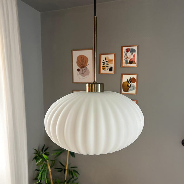 Bamyum Elegant Lustre en Verre Blanc et Tête de Lit Fine Antique