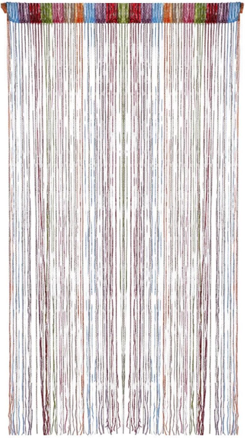 Rideau de porte perlé - 200 × 91 cm Long gland coloré suspendu à une corde décorative légèrement brillante Convient pour les moustiquaires de fenêtre - 2