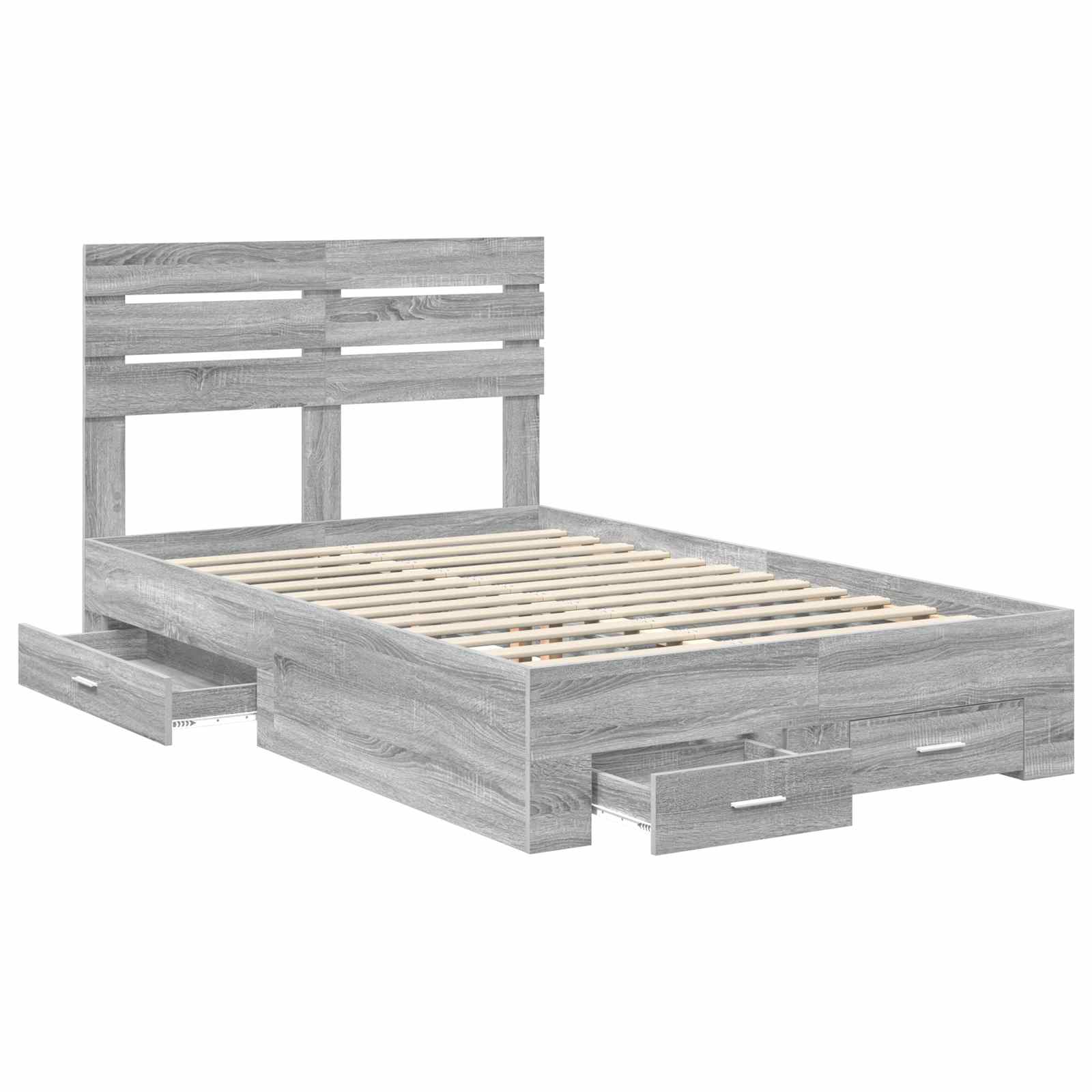 Cadre de lit gris 120 x 190 cm panneau de bois - 5