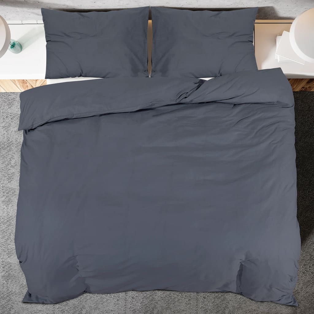 Ensemble de housse de couette Anthracite 220x240 cm Coton - 5