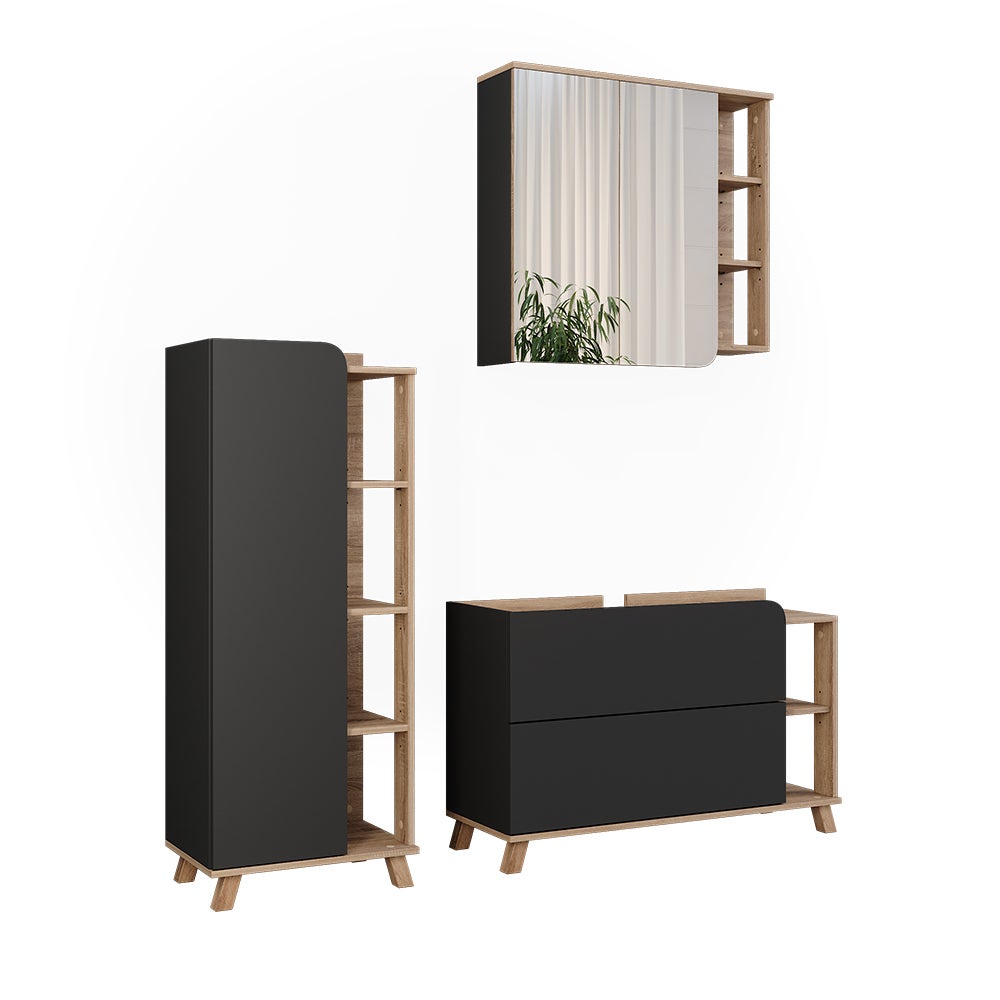 Vicco Zestaw mebli łazienkowych Karen, Sonoma/antracyt, 3 części