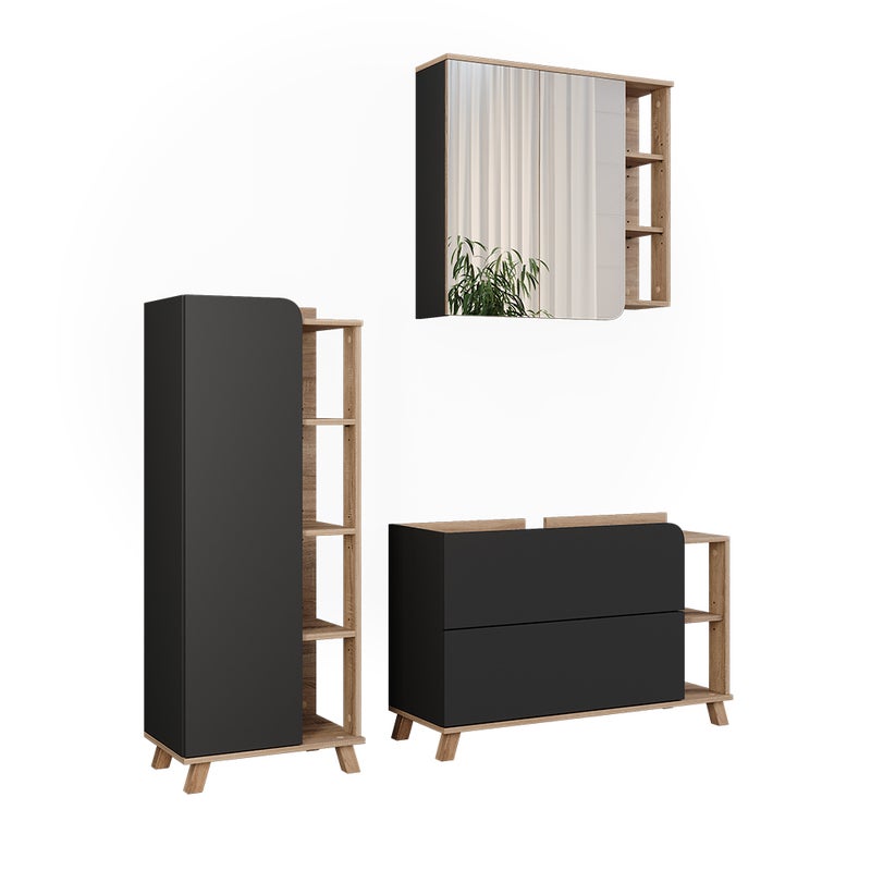 Vicco Zestaw mebli łazienkowych Karen, Sonoma/antracyt, 3 części