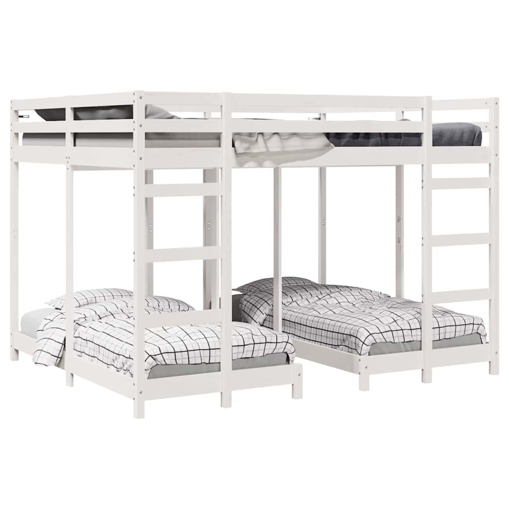 Cadre de lit superposé triple, blanc, en pin massif, 160 × 200 cm - 2