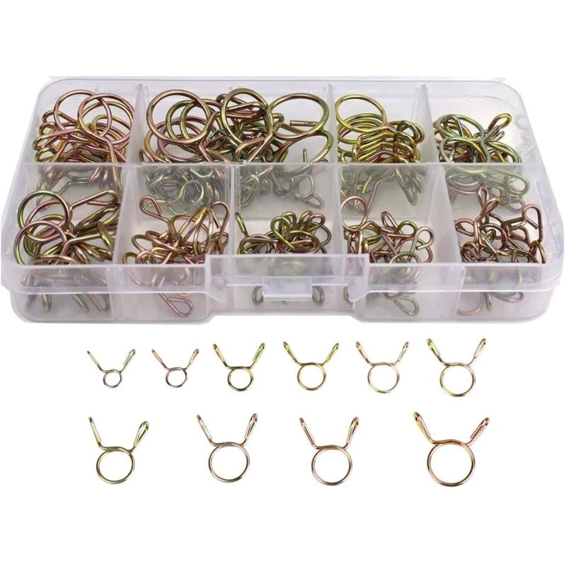 50 Clip Per Tubo Flessibile In Acciaio | Set 5-9 Mm Per Tubi Carburante, Aria E Silicone | Doppio Orecchio