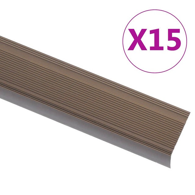 Profilo per scale a L 15 pezzi in alluminio 90 cm marrone
