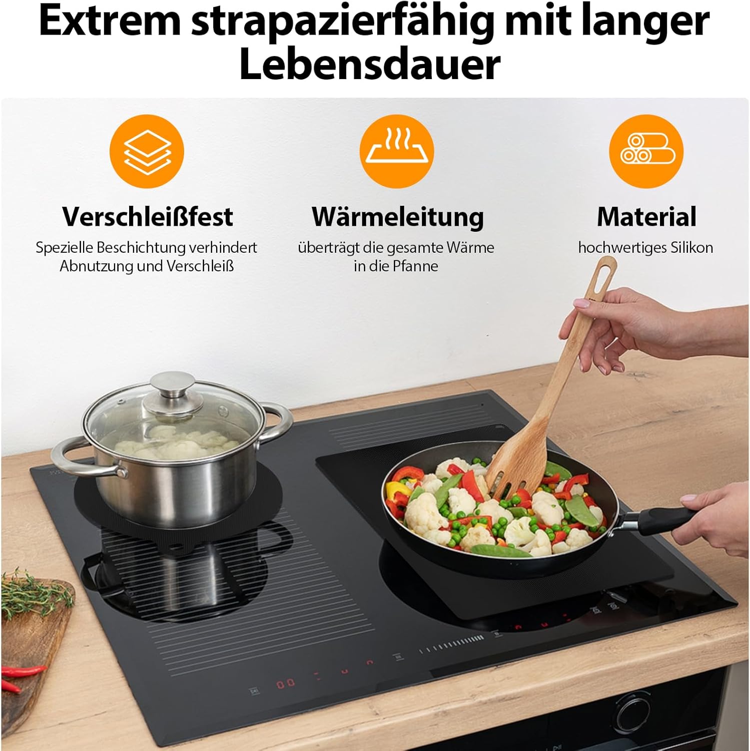 Lot de 5 tapis de protection pour induction, 0,7 mm, plaque à induction, revêtement à induction, résistant à la chaleur jusqu'à 300 °C, couvercle - 7