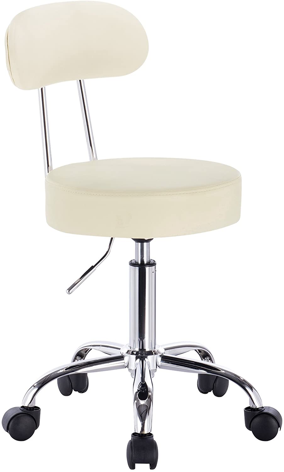Tabouret De Bar Pivotant Tabouret De Travail À Roulettes Chaise De Bureau Avec Dossier Blanc - Foto 9