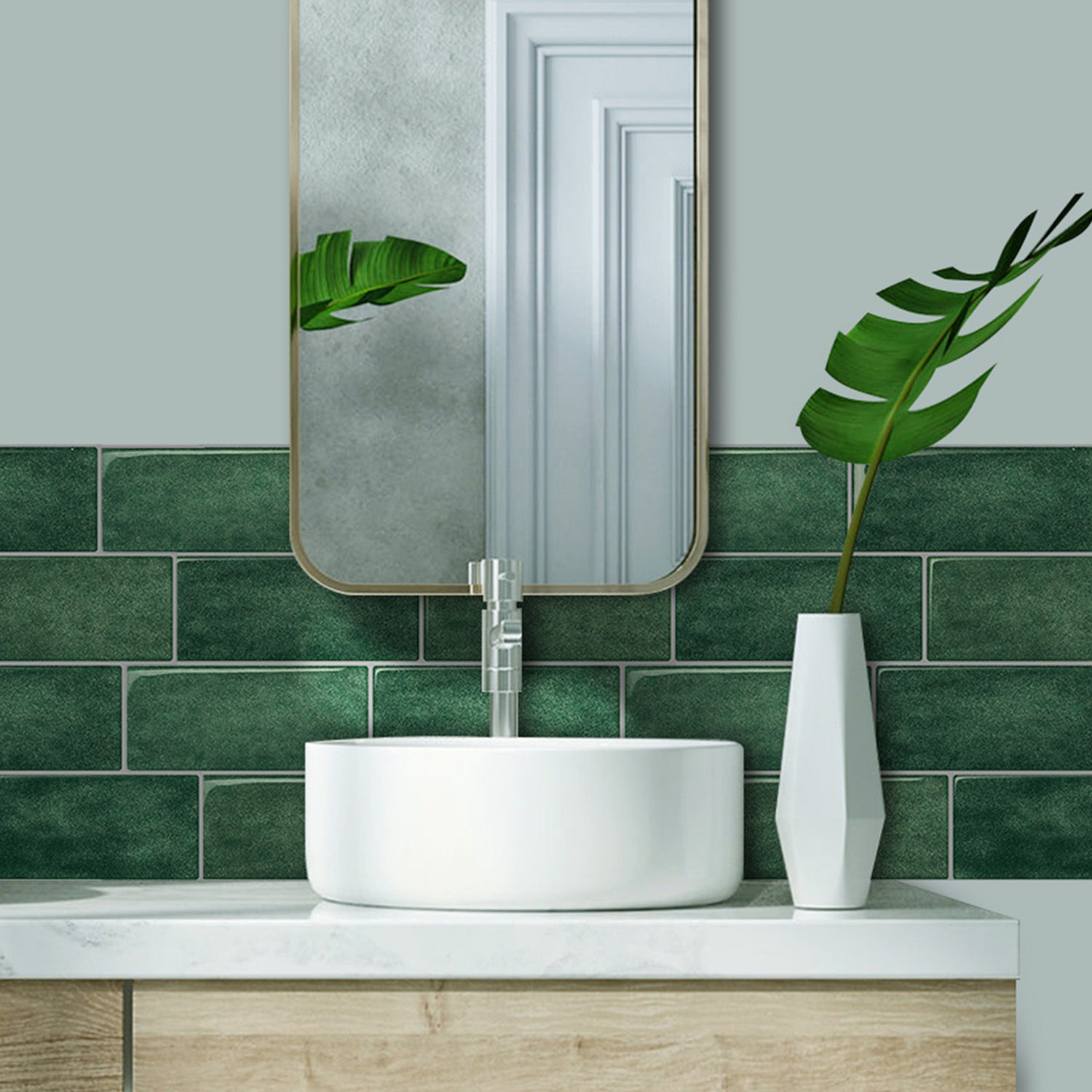 Lot de 5 Crédences Adhésives Imitation Carrelage - Revêtement Mural Imperméable et Facile à Nettoyer pour Rénovation Cuisine et Salle de Bain - 3