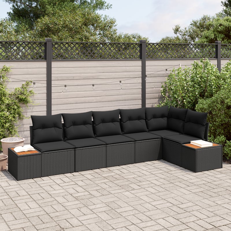 Zestaw Sof na Ogród 6 pcs Czarny 319 x 154 x 85 cm Polirattan vidaXL