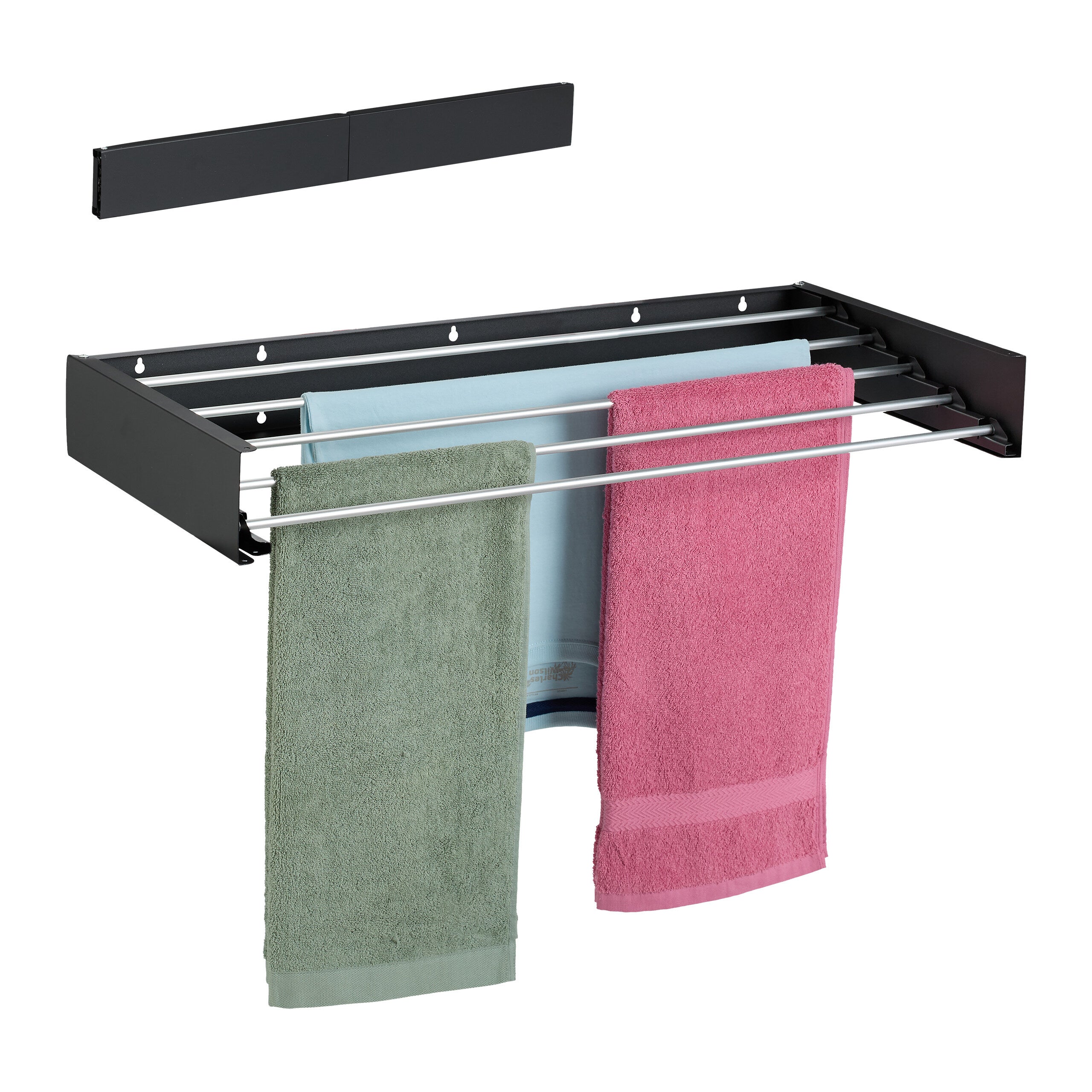 Relaxdays Étendoir Pliable Pour Cintres – 33 Places, Ultra Compact, Idéal Balcon, Camping & Intérieur, Noir/Gris
