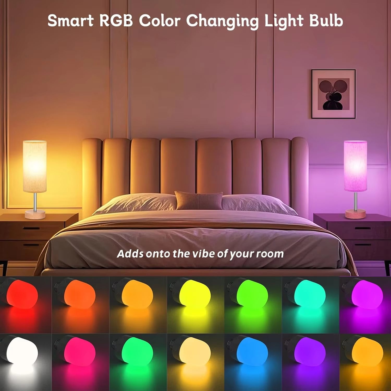 Ampoule rechargeable E27 avec télécommande, alimentée par batterie USB, couleur RVB, 12 couleurs réglables, 3 minuteries, veilleuse sans fil, 2000 mAh - 4