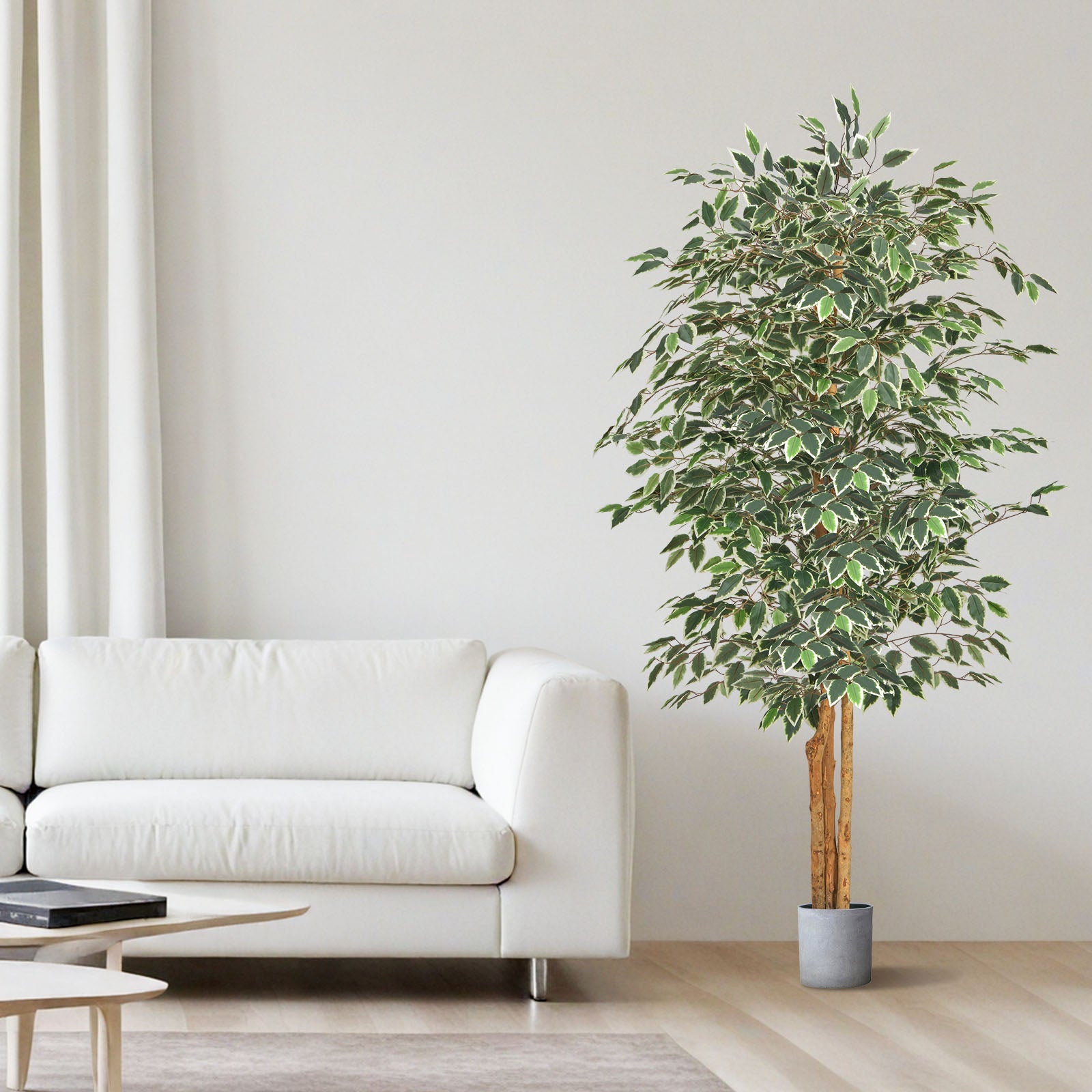 Árbol artificial VEVOR 1,8 m,planta ficus artificial de polietileno con maceta negra,ideal para oficina,salón,dormitorio y decoración del hogar. - 8