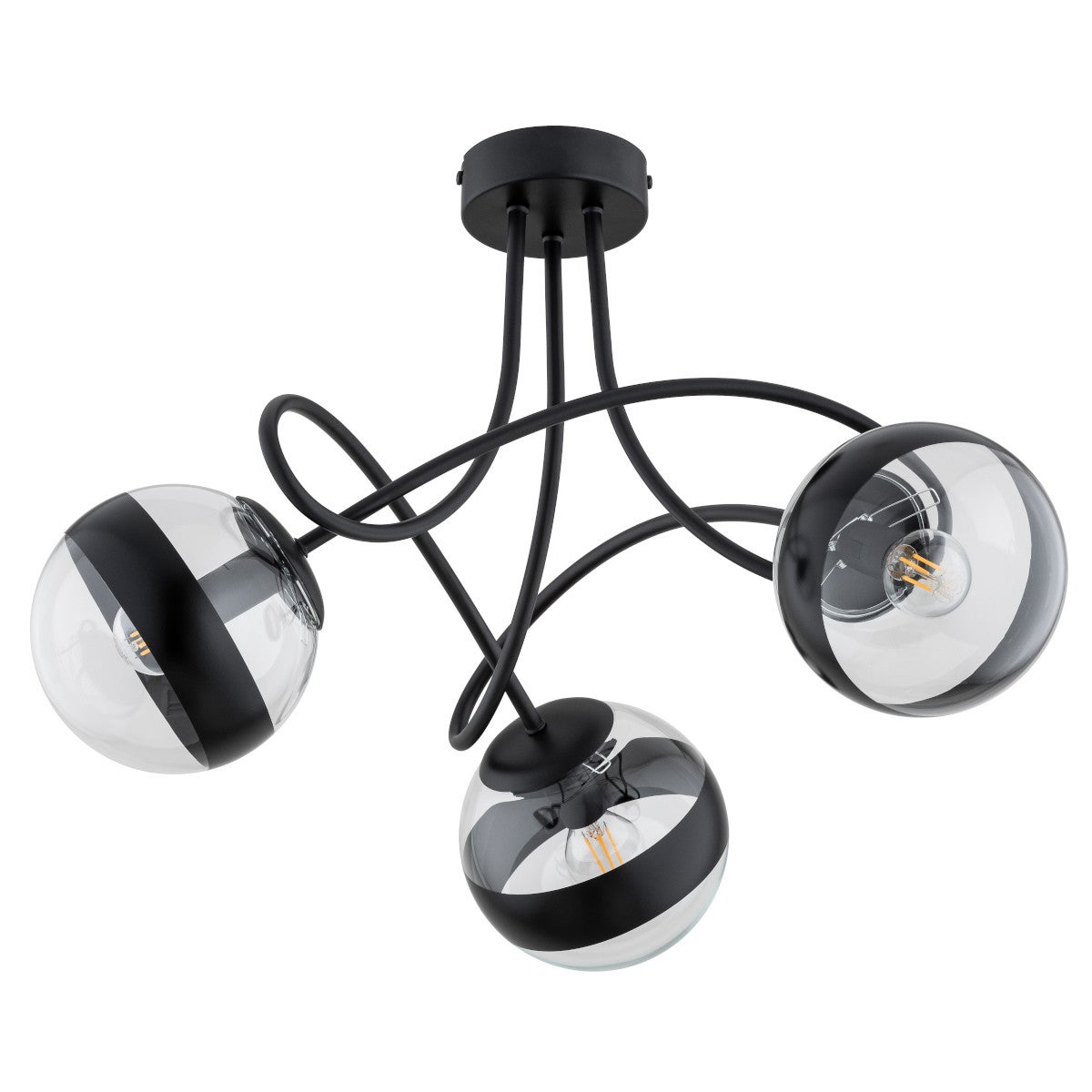Lampa sufitowa wisząca Karo czarno-przezroczysty 3xE14x10W nowoczesna wym: 38 x 58 x 58 cm szkło Alfa