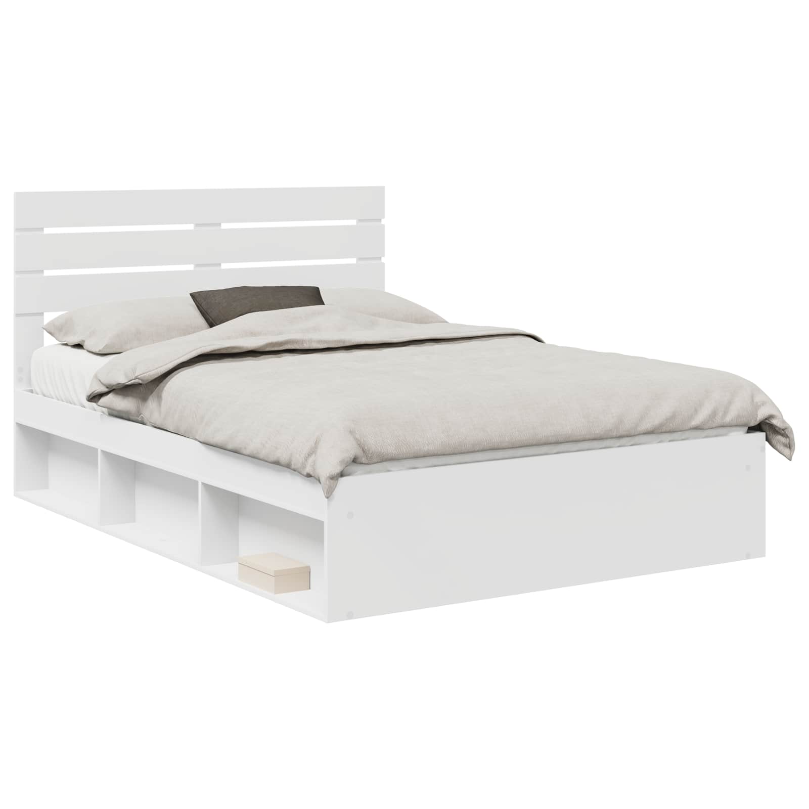 Cadre de lit avec tête de lit blanc 160 x 200 cm pin massif - 2