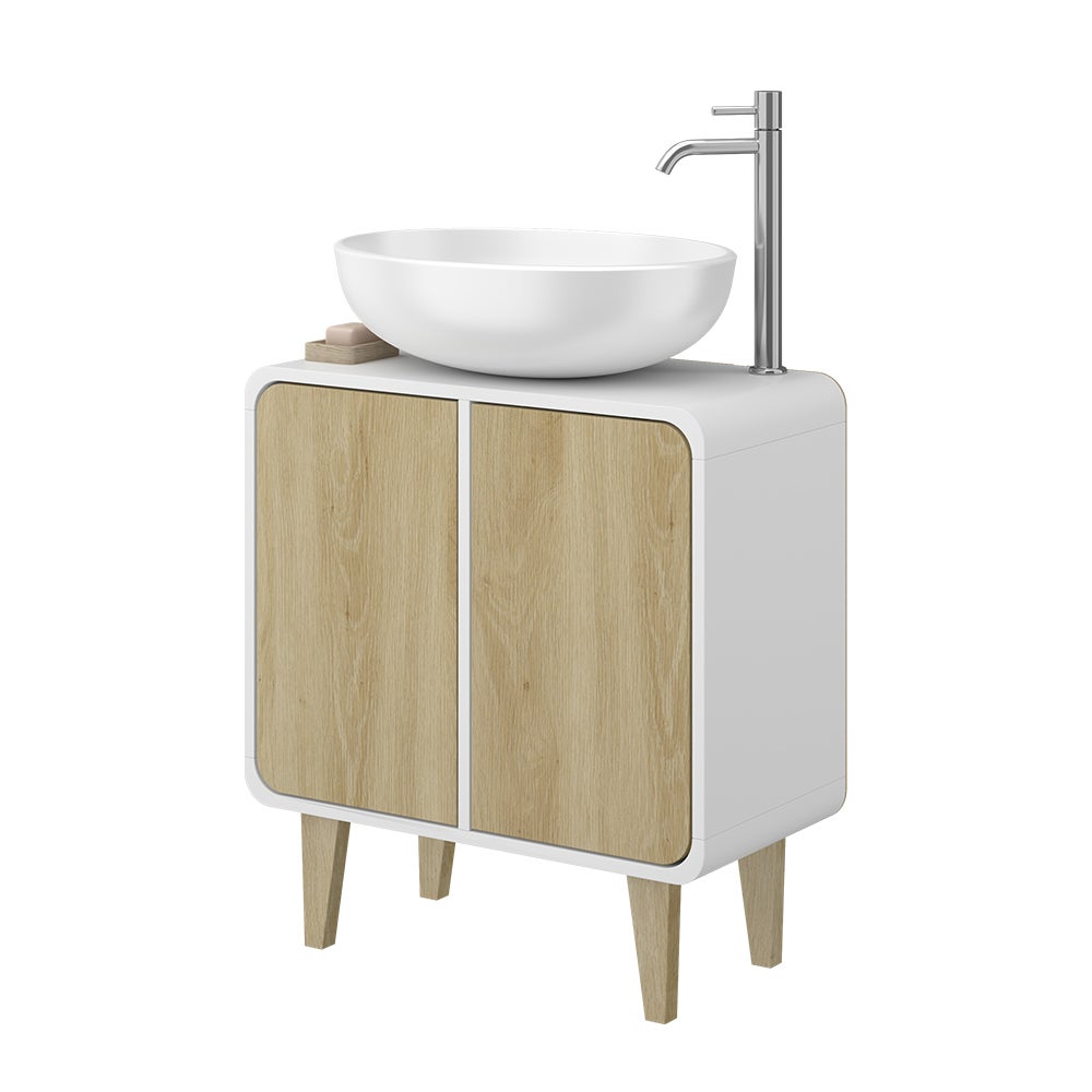 Vicco Meuble sous vasque Arla, blanc/chêne, 60x61cm - 4