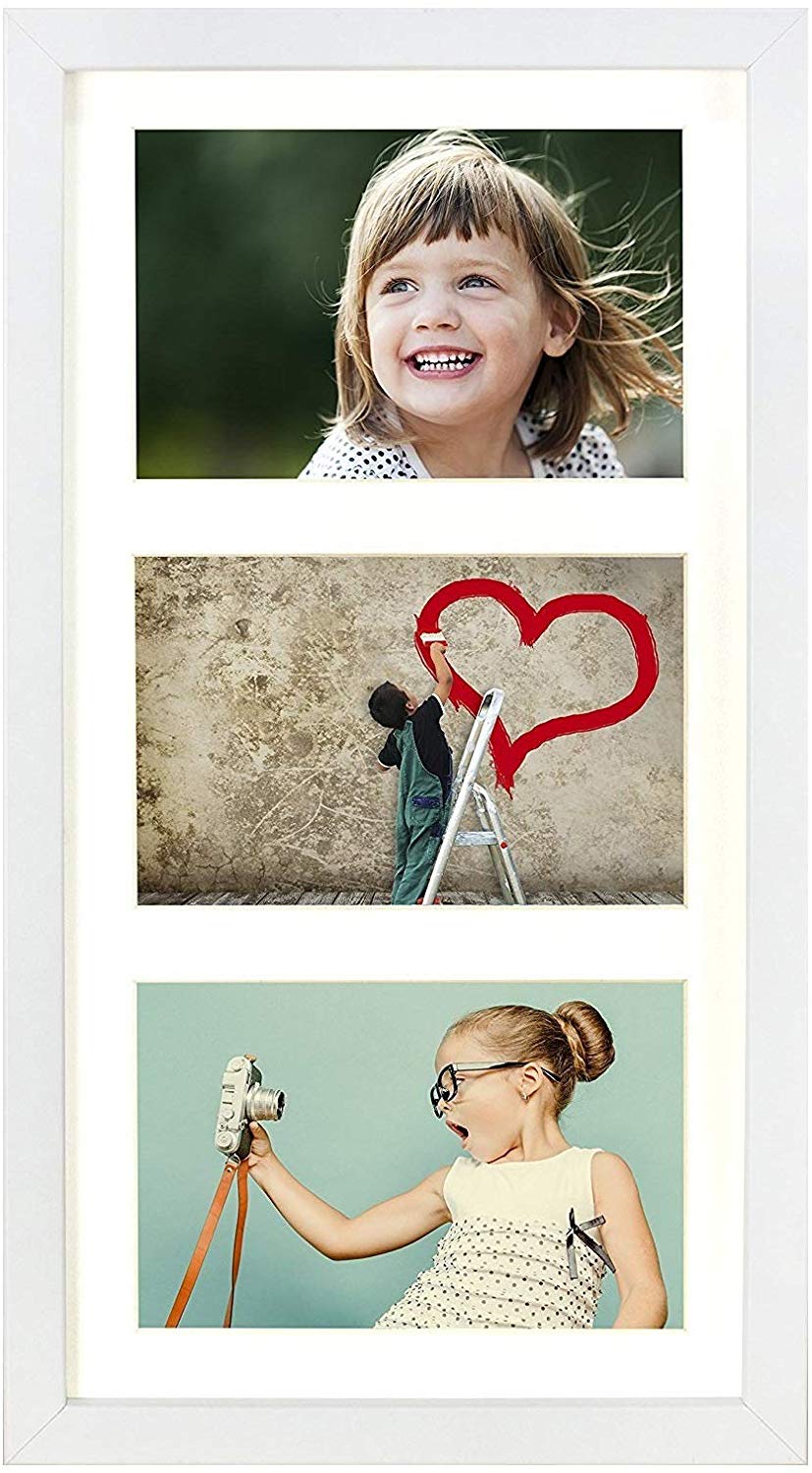 Frame Company Rickman - Cornice Portafoto 3D In Legno Di Faggio, 20x16 Pollici (ca. 50x40 Cm) Per Immagini A3, Con Supporto Bianco Sporco