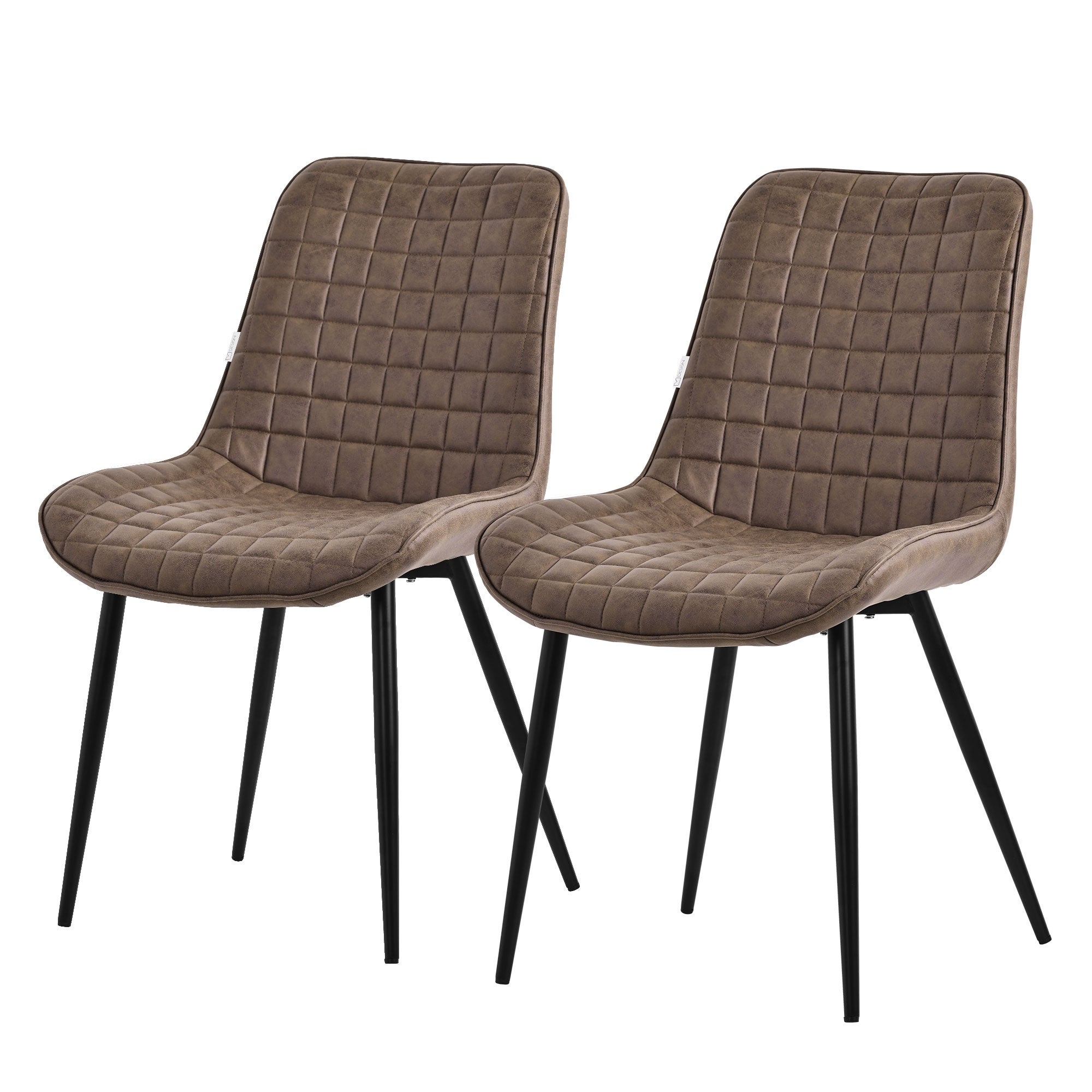 Zestaw 2 krzeseł do jadalni kuchenne do salonu brązowa imitacja skóry PU