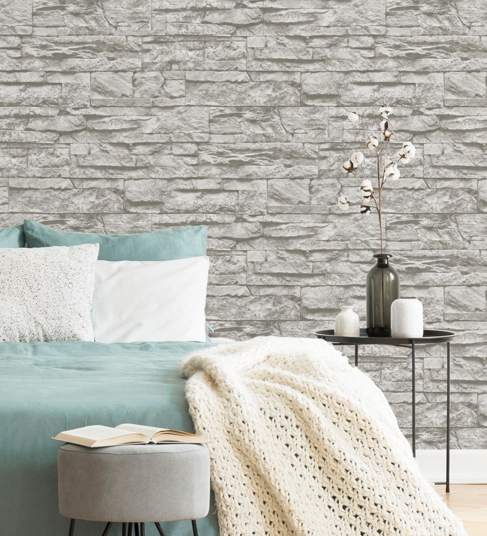 Échantillon DIN A4 De Papier Peint Vinyle Lavable Effet Ardoise Grise Texture En Relief Dakota Stone 682660 De Gaulan 90520623