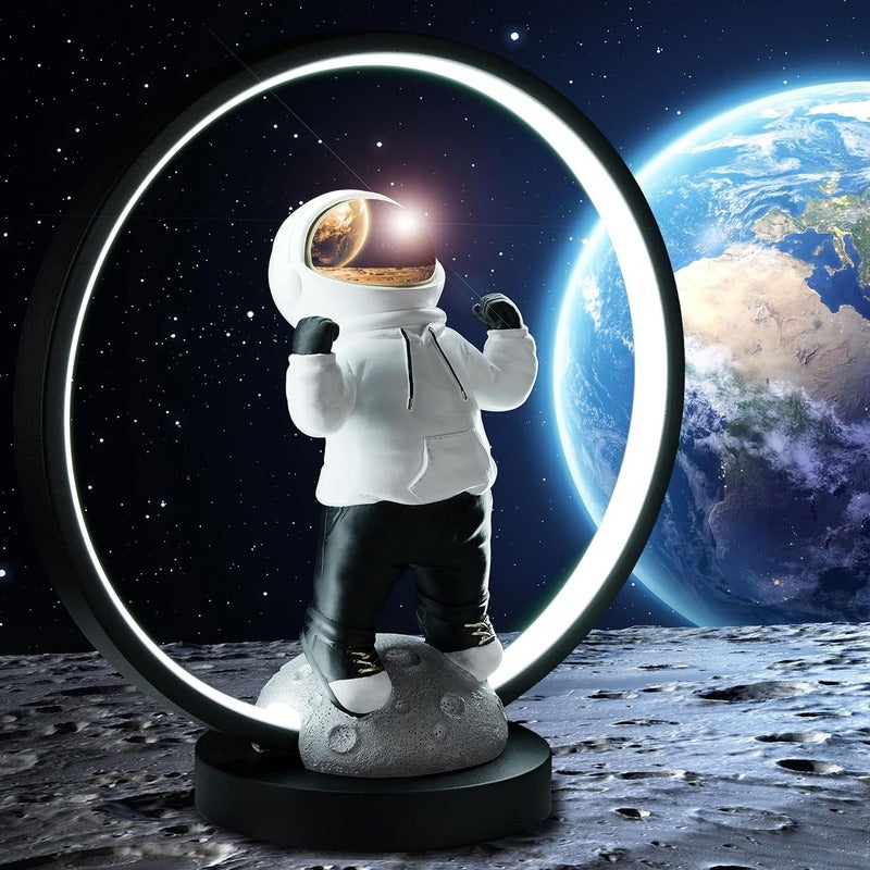 Astronaut table lamp, 33 cm, with LED ring, indirect light and USB-C ...