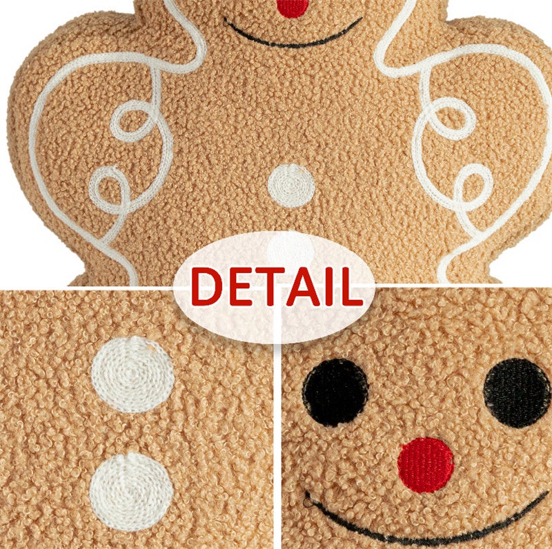 Almofada em forma de biscoito de gengibre para decoração de Natal, sofá, sala e cama, 33x43 cm - 6