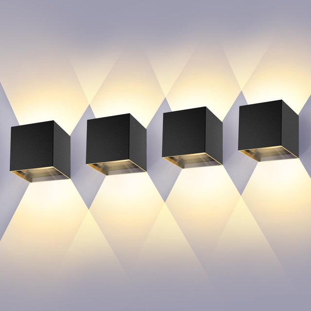 4 unidades de luzes de parede 12W ângulo de feixe ajustável à prova d'água IP65 iluminação de parede externa 3000K luz de parede