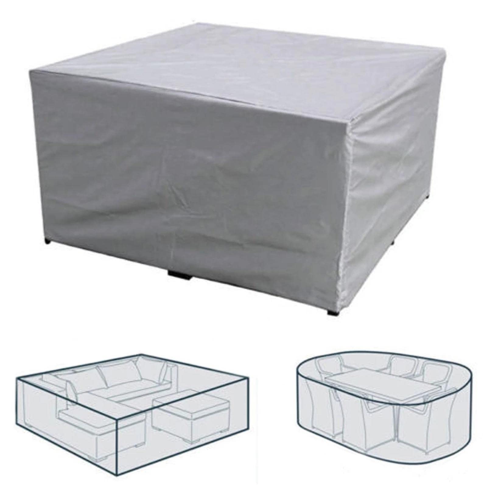 Pokrowiec na Meble Ogrodowe, Wytrzymała Tkanina Oxford 210D na Meble Ogrodowe, Wodoodporny Pokrowiec, Wiatroodporny, Anty-UV - 215x135x75cm - Srebrny