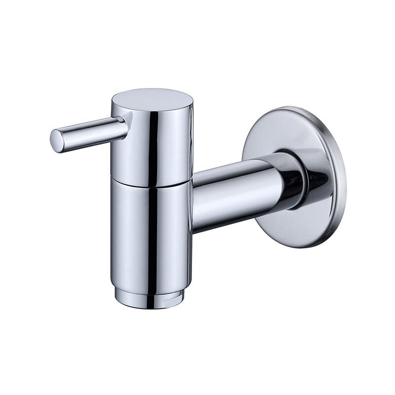 Ścienny kran do umywalki z mosiądzu do łazienki lub pralki - Kran zewnętrzny - Chromowany