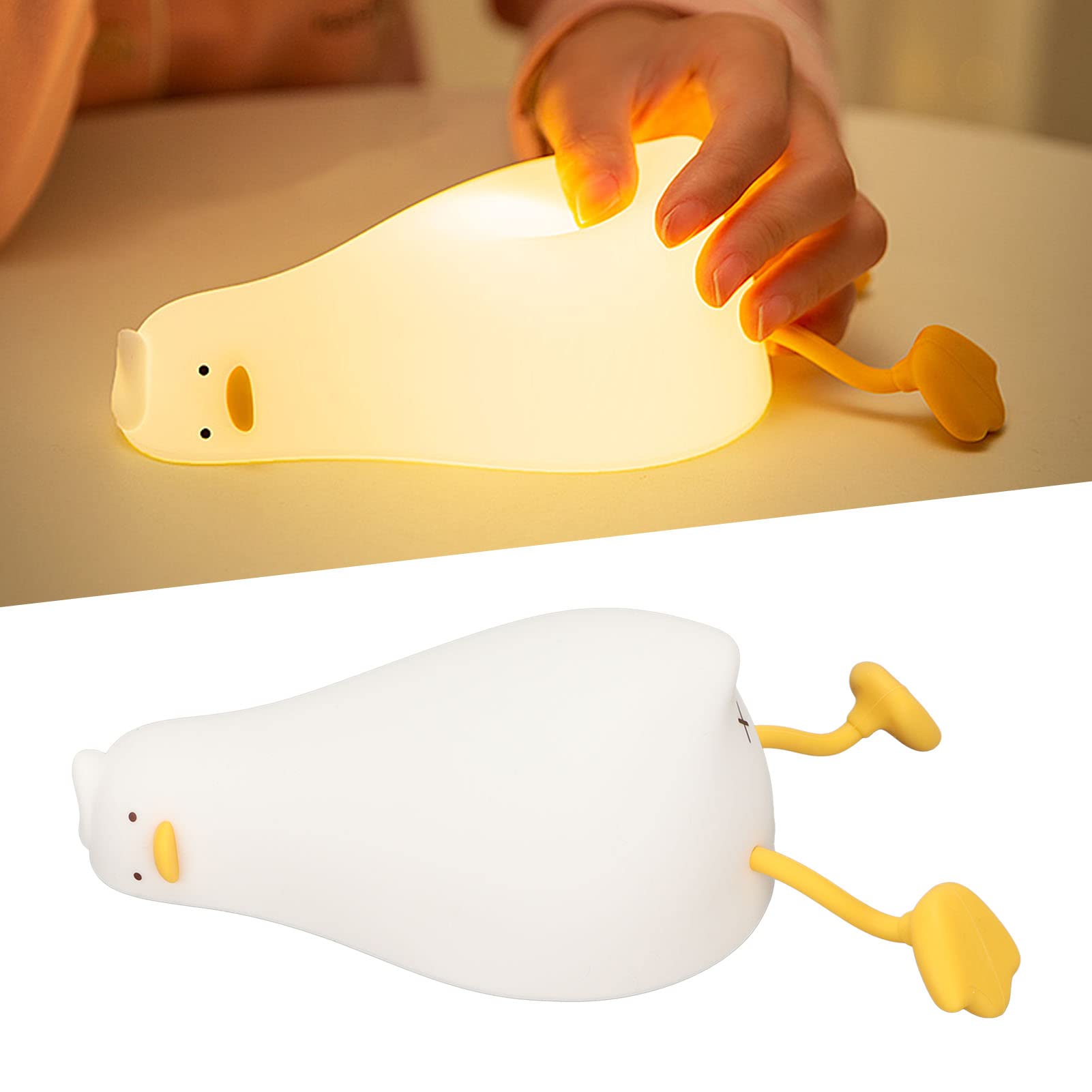 Paquete de 2 luces led de noche, lámpara de noche con forma de pato, lámpara táctil recargable para mesita de noche, luz de noche para guardería