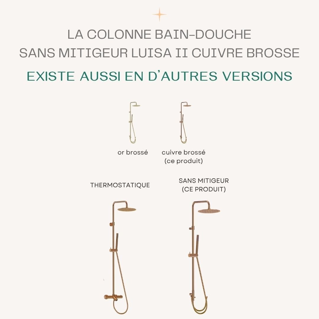 Luisa II colonne de douche sans mitigeur cuivre brossé - 7