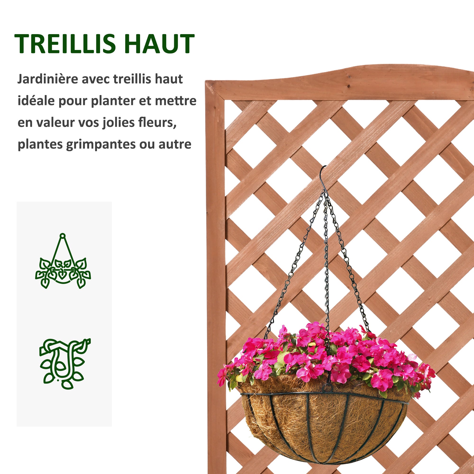 Jardinière sur pieds avec treillis bois sapin pré-huilé - 5
